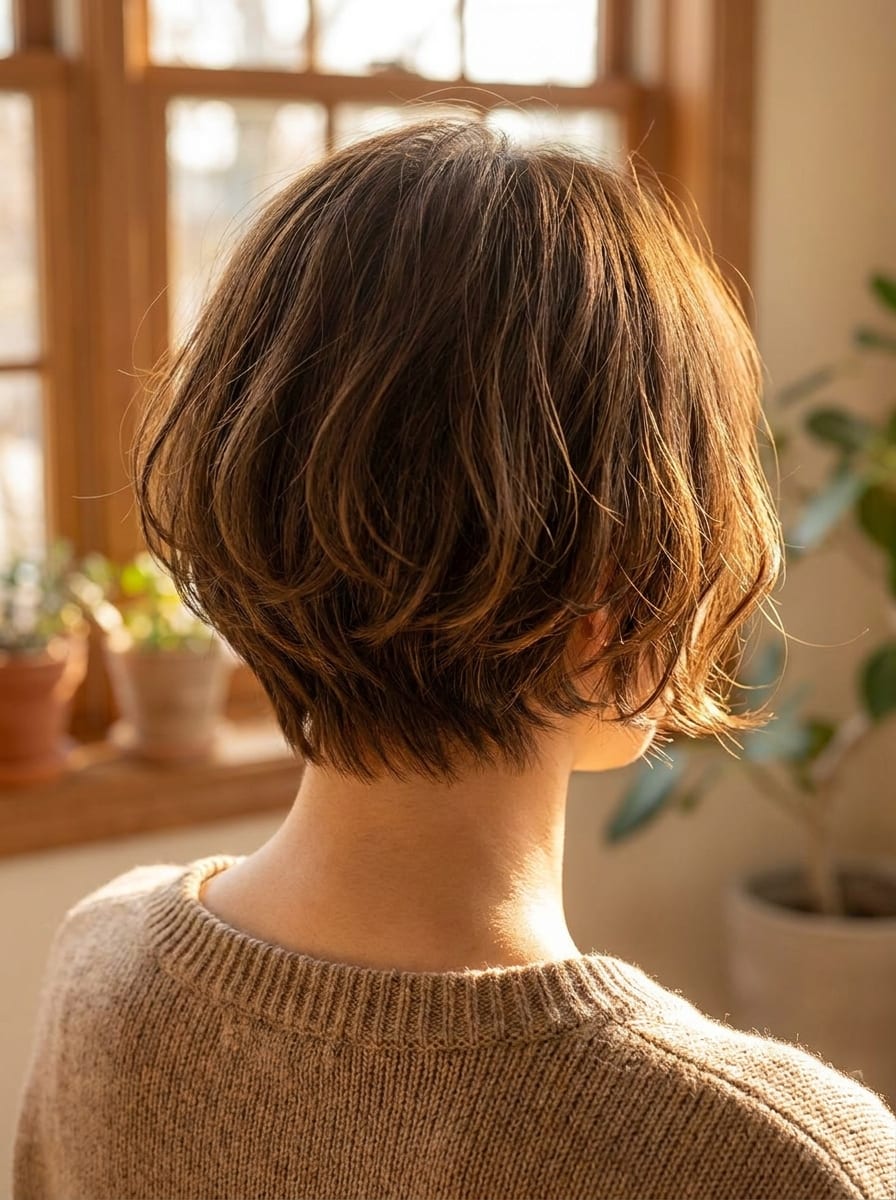 Moderner Short Bob mit weichem Nacken - Kurzhaarfrisur von hinten